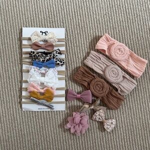 Bundle of baby girl hair accessories - bows, clips, headbands- 16 pieces